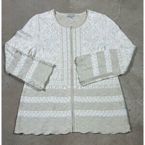 PERUVIAN CONNECTION Italian Marble Full Zip 100% Pima Cotton Jacket Womens XL